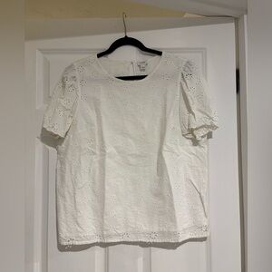 J.Crew Factory White Eyelet Lace Top